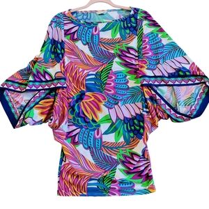 Trina Turk Dolman Batwing Tunic Top Colorful Resortwear